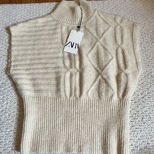 NWT Zara Cream Sleeveless Knit Vest